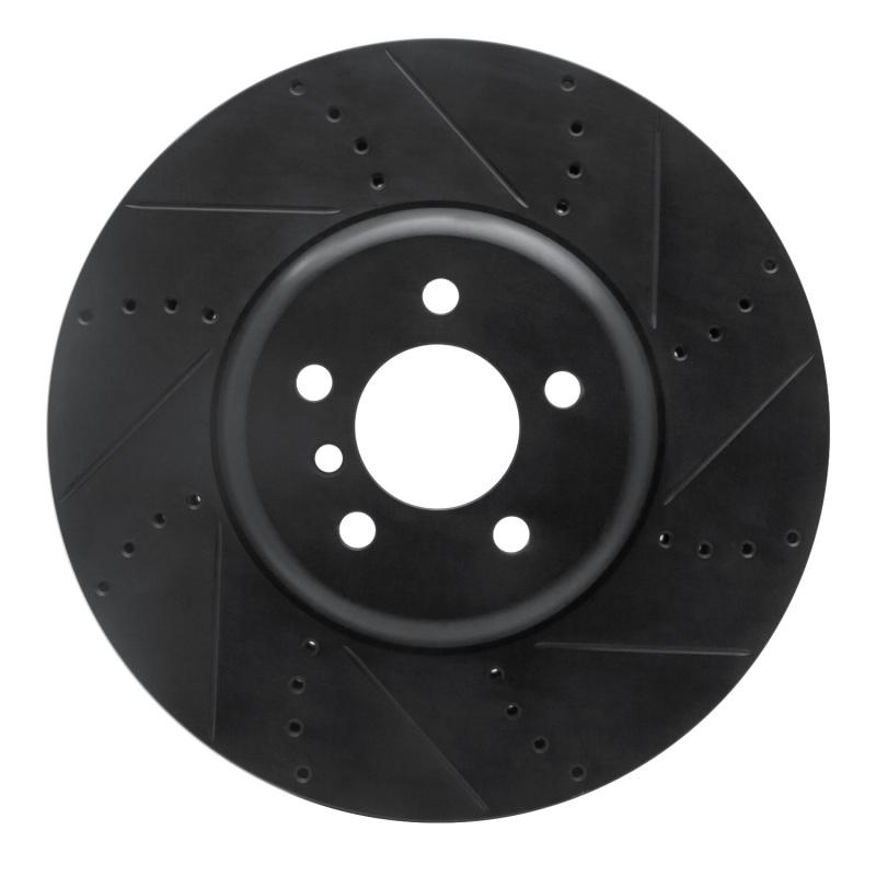 BMW 550I GT Brake Rotor (1) - Right Front - R1 Concepts - Drilled & Slotted - Black - `09-`17